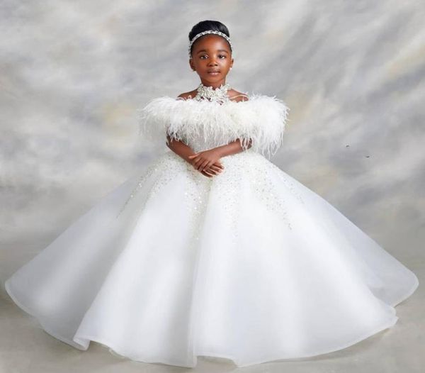 

2021 luxurious lace beaded flower girl dresses ball gown sheer neck crystals organza lilttle kids birthday pageant weddding gowns 8259296, White;blue