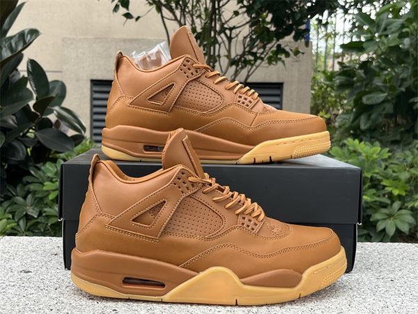 

authentic men 4 ginger basketball shoes 4s sneaker premium wheat 819139-205 mens trainers sports sneakers, Red;white