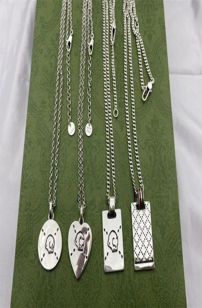 

vintage sterling sliver women men skeleton necklace streetwear ghost chain pendant choker luxury designer jewelry no box3081869, Silver