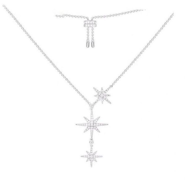 

chains 5180cm highquality female fashion personality hexagram three meteors necklace sweater chain for holiday and birthday9653034, Silver