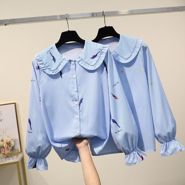 

womens blouses shirts spring clothing sweet women print shirt long sleeve blouse ladies cotton k150 230726, White