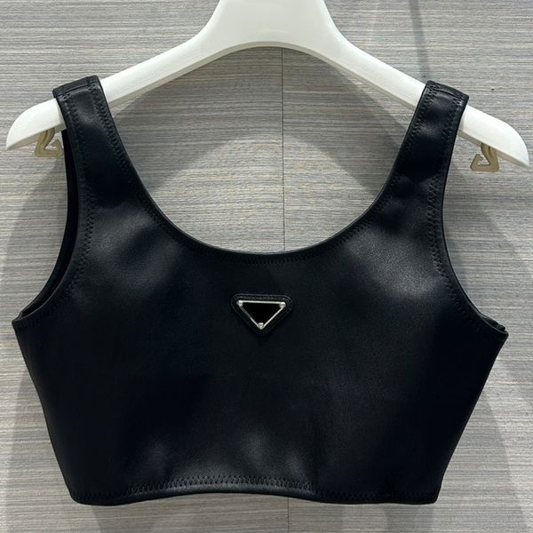 

7.27 fashion slim short triangle sheepskin genuine leather black tank women, White