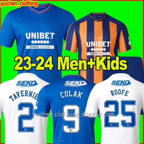 

23 24 rangers soccer jerseys 2023 2024 away glasgow colak roofe lundstram hagi barker morelos tavernier kent tillman fc fashion jr football, Black;yellow