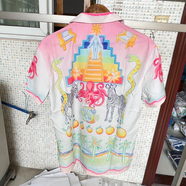 

mens casual shirts zebra ocean ocs colorful fish snake print casablanca short sleeve shirt men women oversize hawaii beach surf 230726, White;black