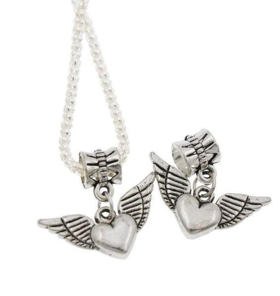 

metals angel wing heart big hole beads 100pcslot 218x245mm antique silver fit european charm bracelets jewelry diy b1895304239, Black
