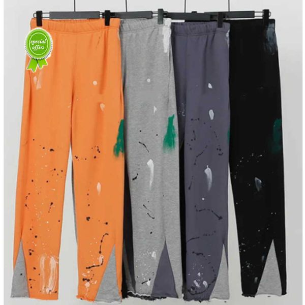 

men pants galleries sweatpants designer pants dept speckled letter print men's women's couple loose versatile casual pants straigh, Black