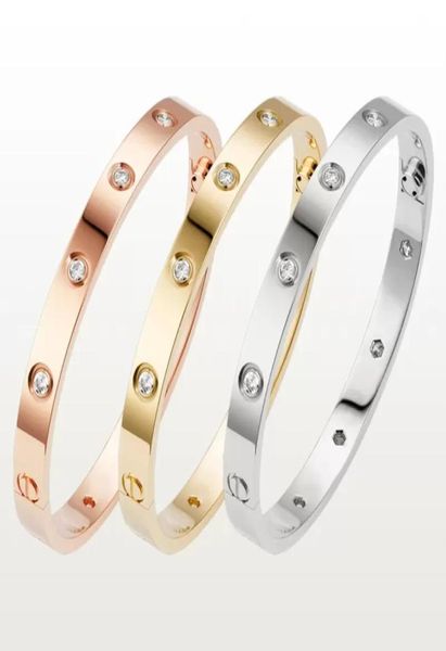 

love screw bracelet designer bracelets 10 diamonds bangle luxury jewelry accessories titanium steel alloy goldplated never fade n5976011, White