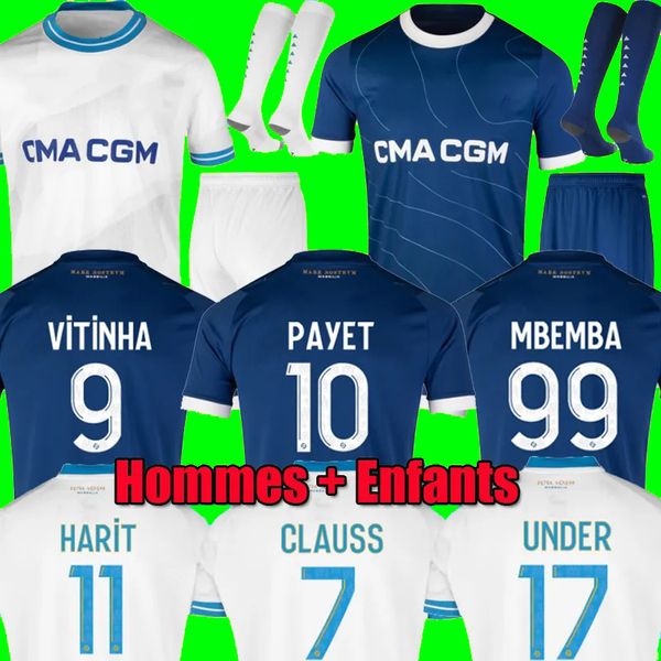 

23 24 marseilles soccer jerseys 2023 2024 alexis payet clauss gerson guendouzi veretout under harit kondogbia mbemba maillot de foot footbal, Black;yellow