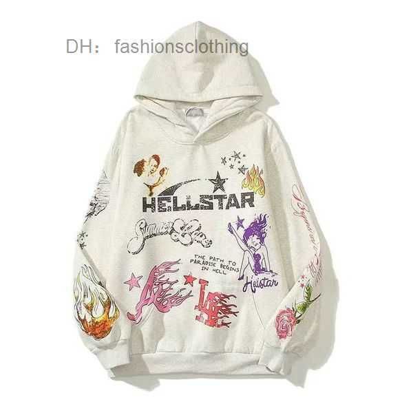

men's women's hellstar hoodie sweatshirt high street fleece long sleeve pullover harajuku stranger things oversize lose loose hip, White;black