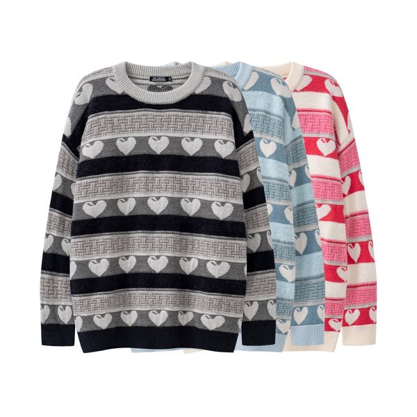 

striped knitwears oversized autumn/winter wool vintage mens and womens love knitted sweater
