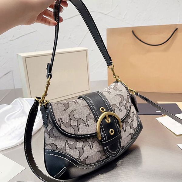 

underarm shoulder bag women crossbody bags detachable handle strap fashion letters bronze colored hardware classic canvas handbags purse