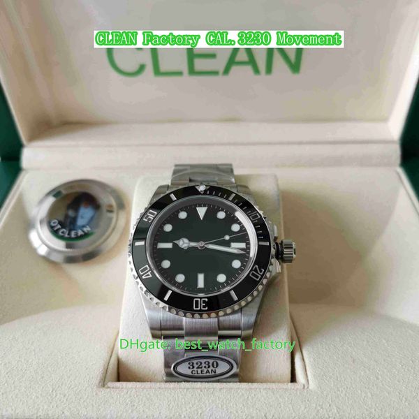 

clean factory mens watch super quality 41mm 124060 no date watches waterproof dive ceramic 904l steel cal.3230 movement mechanical automatic, Slivery;brown