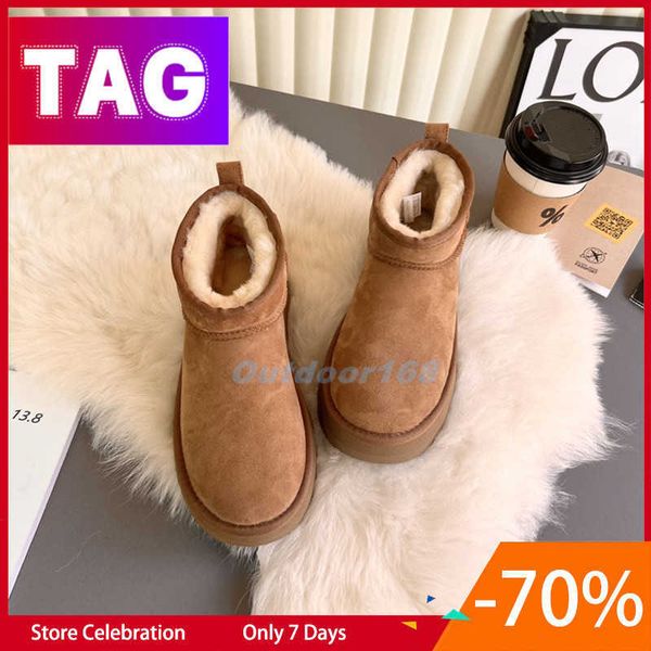 

boots designer australia snow boots classic ultra mini platform boot women winter ankle booties chestnut black fur sheepskin suede short men