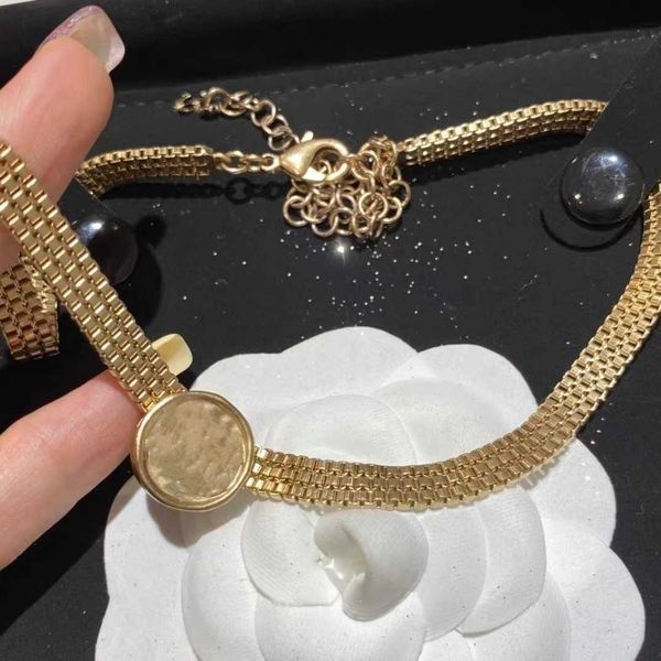 

designer jewelry necklace disk snake bone chain necklace brass material versatile small fragrance coin double neck high quality, Black