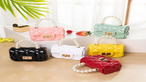 

2021 dhl ins quality fashions designs kids girls pearl purse handbag mother and me stylish children school oneshoulder bags6856927, White