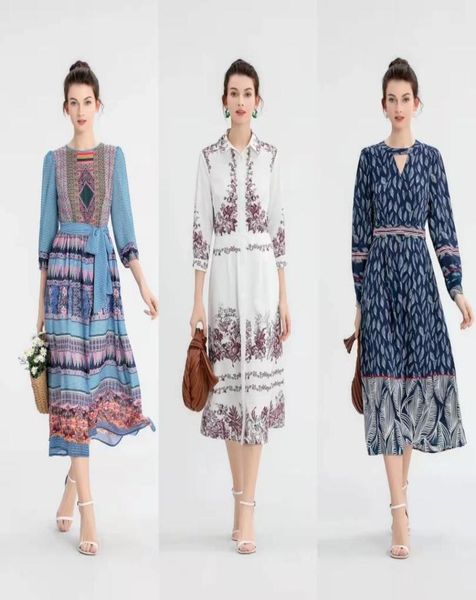 

highquality spring retro style printed dress01234567378532704747764, Black