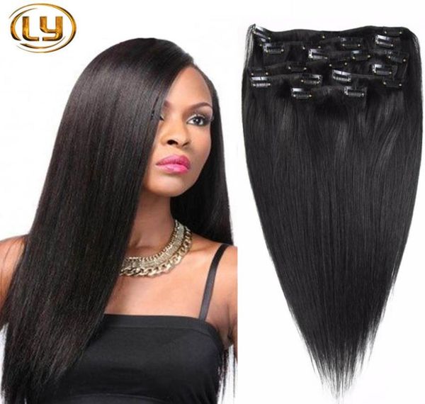

ly clip in sets products 10pcs clip in human hair extensions 14quot30quot straight natural colour 7a grade human hair extensi6066872, Black;brown