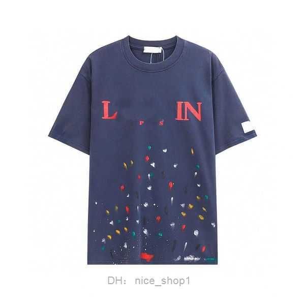 

lanvin shirt designer luxury lanvins classic hand painted graffiti speckled short sleeve t-shirt for men and women trendy loose comfortable, White;black