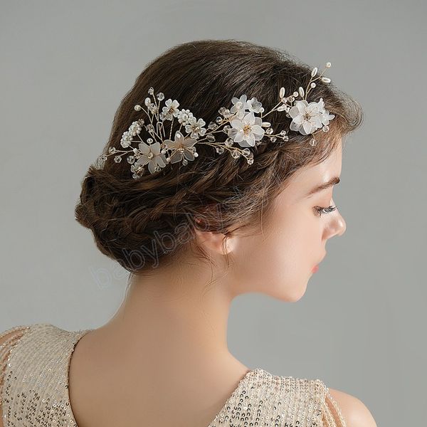 

crystal flower comb headband hair accessories for women tiara headband wedding accessories headband on the head, Slivery;white