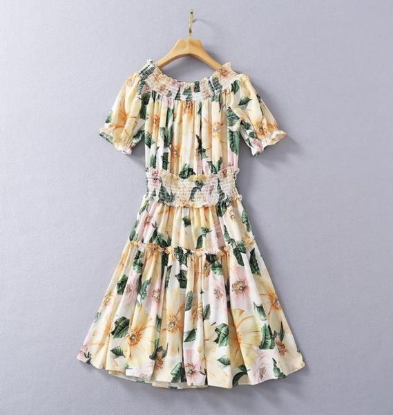 

european and american women's clothing 2021 new style for spring short-sleeved one-line neckline print fashion dress3934025, Black;gray