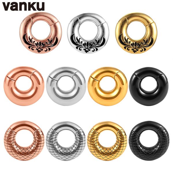 

dental grills vanku 316l stainless steel punk round magnetic ear weights expander stretcher plugs tunnels gauge earring body piercing jewelr, Black