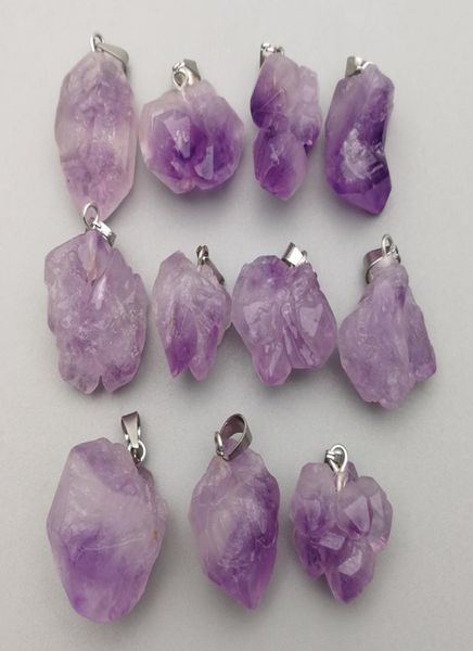 

natural stone stripe irregular amethysts charms pendants for necklace earrings jewelry making4468906, Bronze;silver