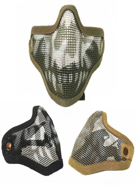 

tactical ghost mesh airsoft mask paintball half face protection strike style9871339, Black;white
