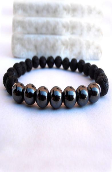 

new fashion mens healing 8mm natural stone lava mala bracelet men hematite bracelet commodity9601448, Black