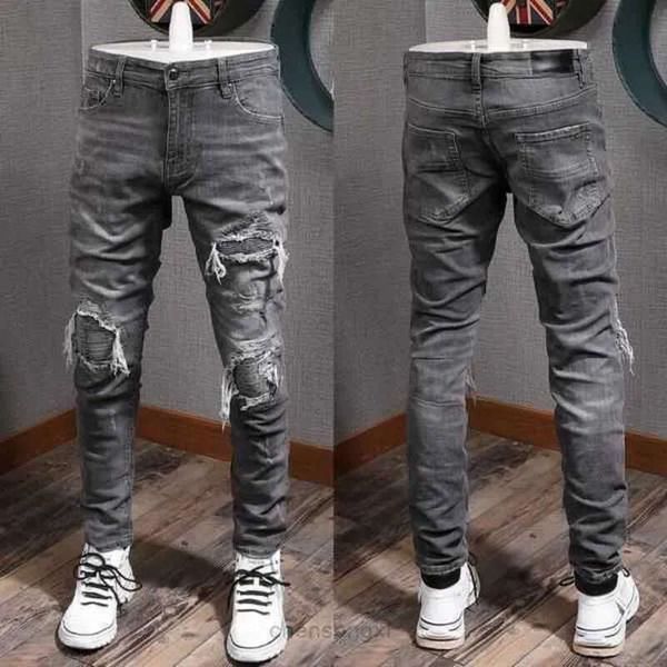 

designer jeans mens jeansdesigner jeansmens jeans denim embroidery pants fashion holes trouser hip hop distressed zipper trousers for male 1, Blue