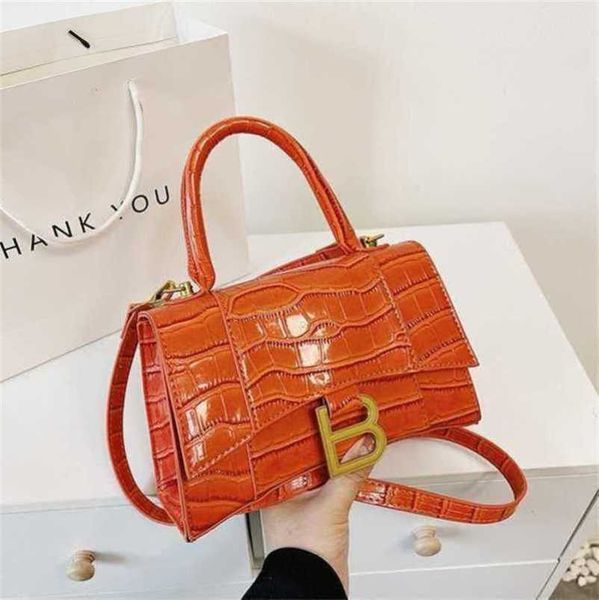 

designer luxury bags hourglass type shoulder stone pattern bright face portable small square factory goods urban simple