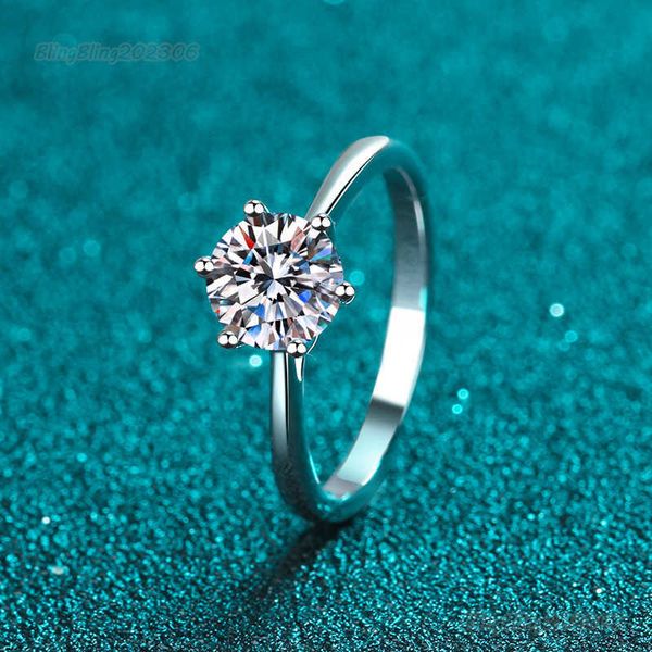 

50 points 1c vvs moissanite 925 silver plated pt950 diamond ring settings female vibrato the same week six tiktok straight wedding rings for, Slivery;golden