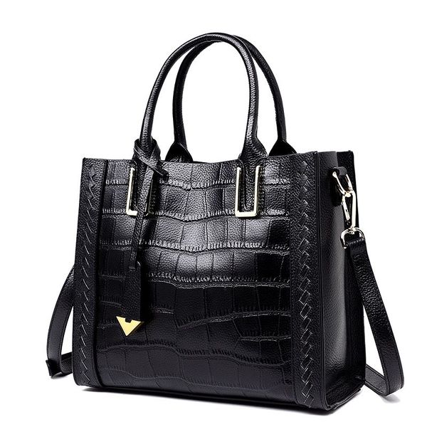 

designer bag layer cowhide women's shoulder bag crocodile weave handbag women's genuine leather women's bag