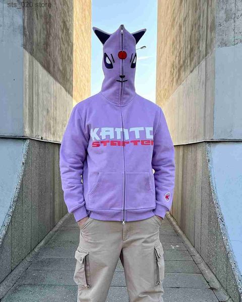 

women's hoodies sweatshirts y2k european and american fashion brand purple gengar gengo harajuku hoodie casual fashion men's and w, Black