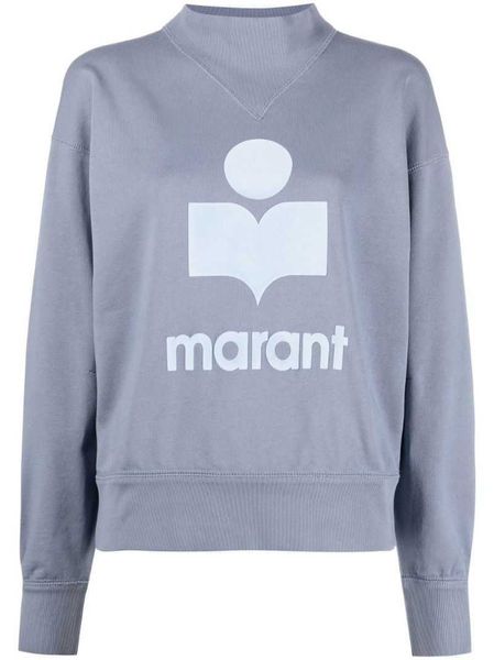 

isabel marant autumn/winter new women's hoodie classic flocking printed standing collar cotton long sleeve sweater hooded 5 psd6, Black