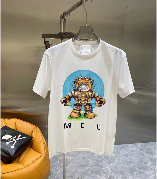 

2023 spring and summer new short-sleeved t-shirt heavy industry design with printed men's and women's short-sleeved men's tre, White;black