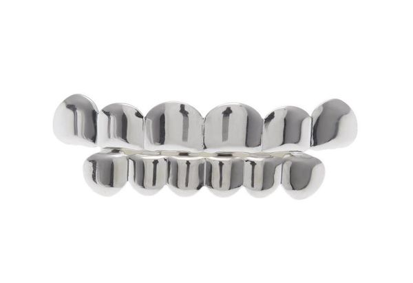 

new custom fit gold plated hip hop rock teeth grillz caps bottom grill set for christmas party vampire teeth5985328, Black