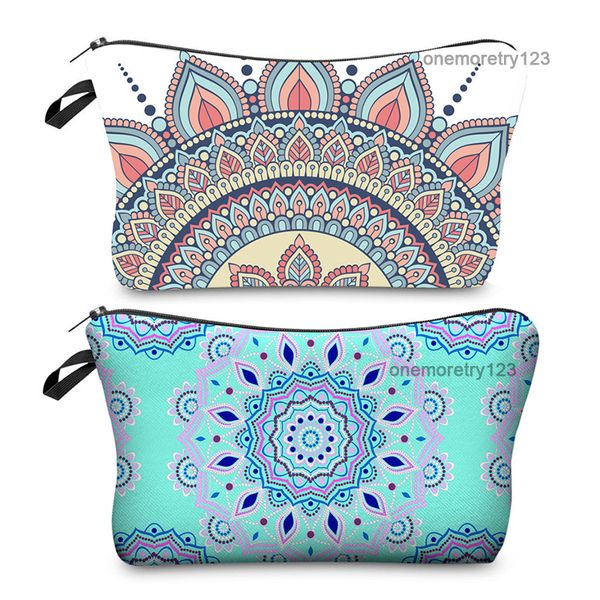 

cartoon datura flower printed children handbags fashion travel storage bag, Black