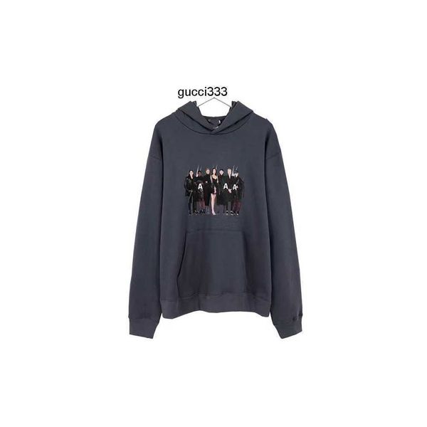 

abyo balencaigaly balencigaly hooded sweatshirt print luxury design wrinkle resistant men women winter 04-06 hooded pullover high street, Black