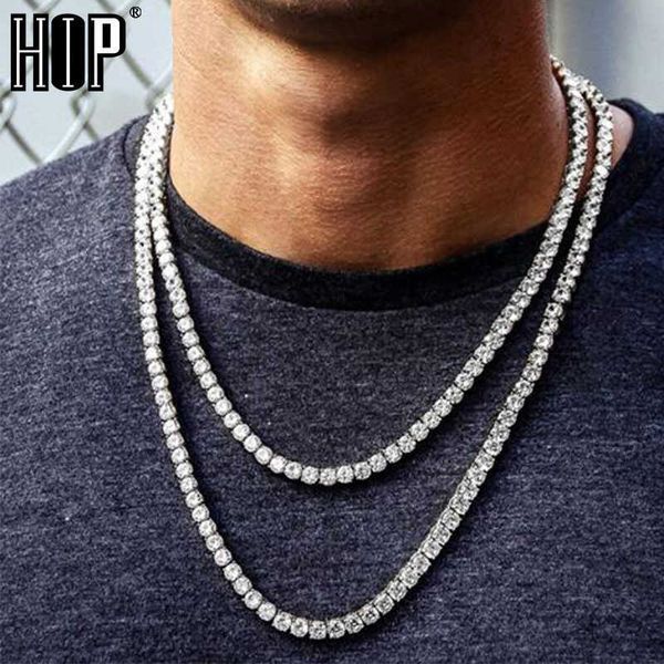

hip hop 5mm mens necklaces iced out 1 row rhinestone choker bling crystal tennis chain necklace for men jewelry dropshipping, Silver