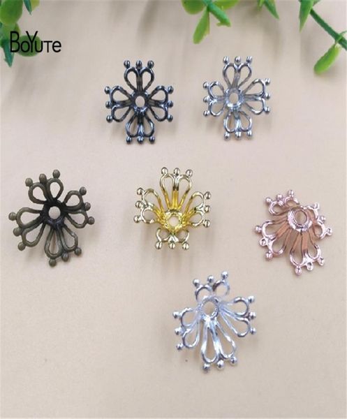 

boyute 50 pieceslot whole metal brass stamping 17mm filigree flower bead caps diy hand made jewelry accessories parts7136389, Silver
