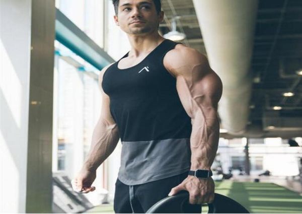 

summer tank men gyms clothing bodybuilding fitness workout muscle men vest sportswear undershirt with mxxl7541076, White;black
