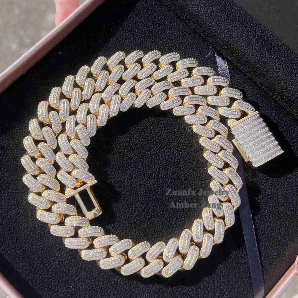 

pass diamond tester moissanite jewelry sterling chains for men pure 925 silver necklace baguette vvs moissanite cuban link chain