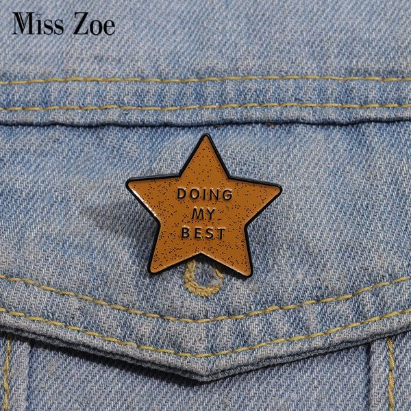 

doing my enamel pins custom glitter gold star brooches lapel badges positive optimistic funny jewelry gift for friends, Gray