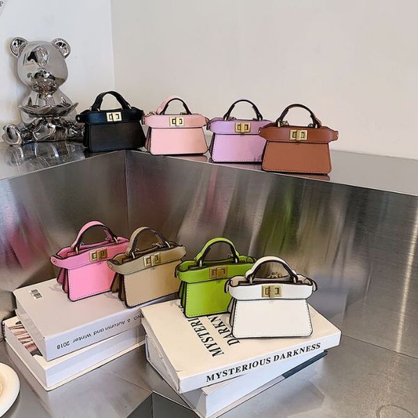 

mini kids lipstick purse fashion children chain princess handbag baby message shoulder bags, Black