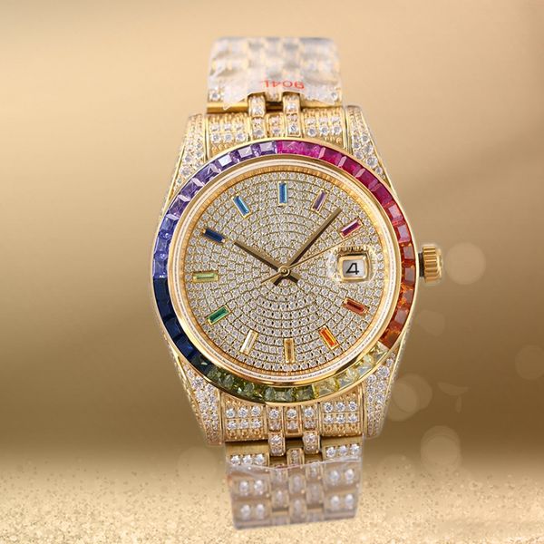 

diamond watch automatic mechanical movement designer watches 41mm stainless steel men waterproof wristband montre de luxe business wristband, Slivery;brown