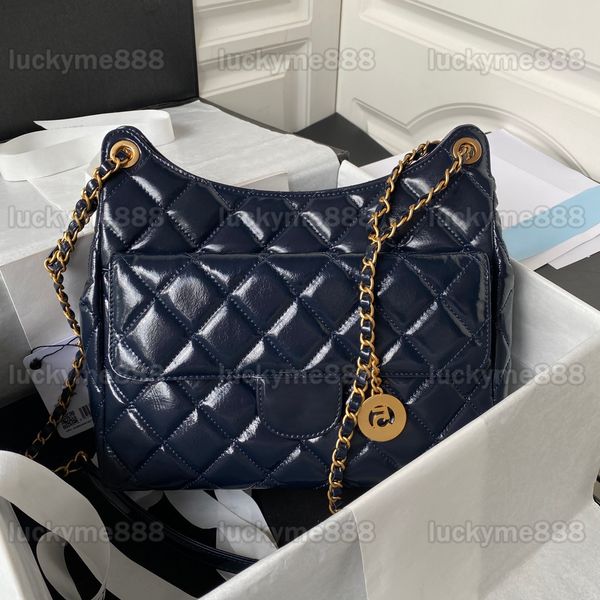 

10a mirror quality designers large hobo bag 31cm luxurys womens shiny crumpled calfskin purse gold coin handbags fashion flap pocket black s