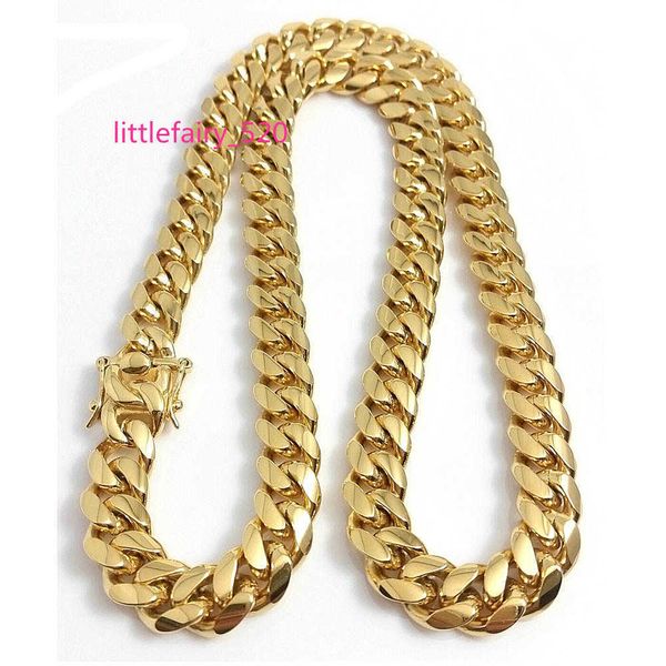 

chains 18k gold miami cuban link chain necklace men hip hop stainless steel jewelry necklaces, Silver
