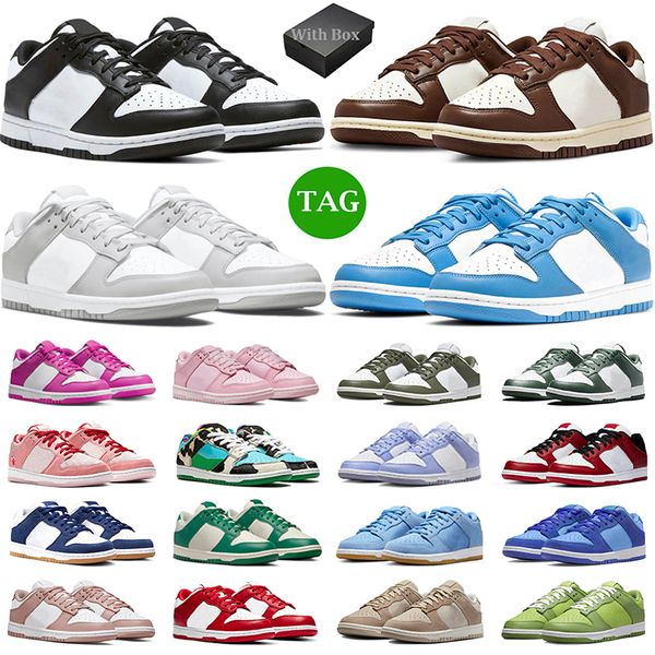 

with box panda low running shoes men women unc grey fog triple pink medium olive active fuchsia pn dust mens trainers outdoor sneakers, White;red
