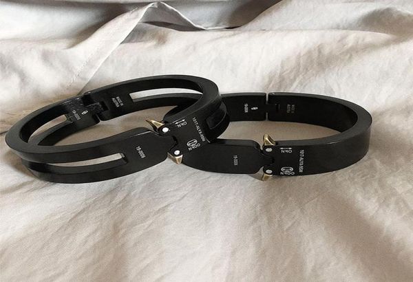 

men women streetwear aluminium alloy alyx bangles bracelet functional style letters buckle couples alyx bracelet4568139, Black