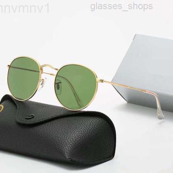 

glass rays glasses bans classic mirror round sunglasses men brand designer sun uv400 eyewear women metal gold frame lens with box 16vns, White;black